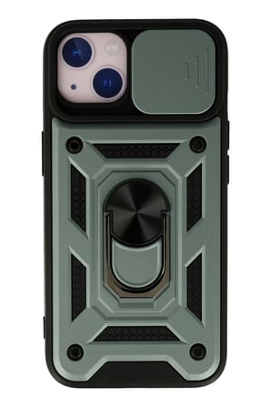 Newface Apple iPhone 13 Kılıf Pars Lens Yüzüklü Silikon - Yeşil