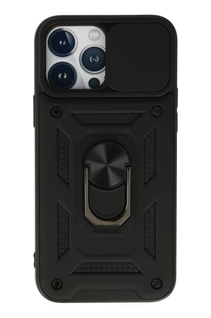 Newface Apple iPhone 13 Pro Max Kılıf Pars Lens Yüzüklü Silikon - Siyah