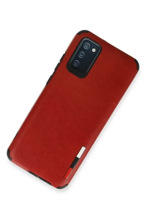 Newface Samsung Galaxy A03S Kılıf Loop Deri Silikon - Kırmızı