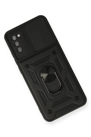 Newface Samsung Galaxy A03S Kılıf Pars Lens Yüzüklü Silikon - Siyah