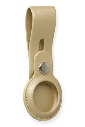 Newface Airtag Askılı Deri Kılıf - Gold