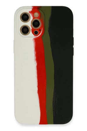 Newface Apple iPhone 12 Pro Max Kılıf Ebruli Lansman Silikon - Beyaz-Siyah