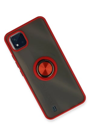 Newface Realme C11 2021 Kılıf Montreal Yüzüklü Silikon Kapak - Kırmızı