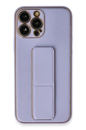 Newface Apple iPhone 13 Pro Kılıf Coco Deri Standlı Kapak - Lila