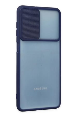 Newface Samsung Galaxy M52 5G Kılıf Palm Buzlu Kamera Sürgülü Silikon - Lacivert