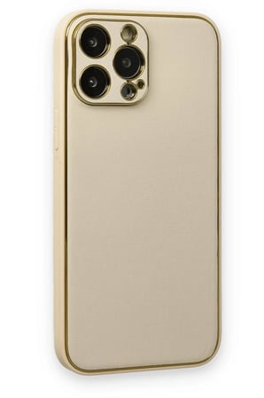 Newface Apple iPhone 13 Pro Kılıf Coco Deri Silikon Kapak - Gold