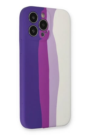 Newface Apple iPhone 13 Pro Kılıf Ebruli Lansman Silikon - Mor-Beyaz