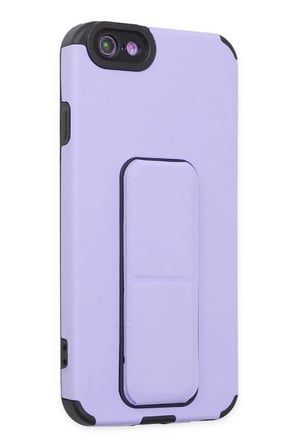 Newface Apple iPhone 6 Kılıf Mega Standlı Silikon - Lila