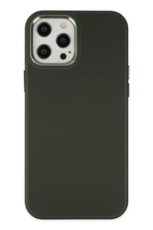 Newface Apple iPhone 12 Pro Max Kılıf Asya Deri Silikon - Koyu Yeşil