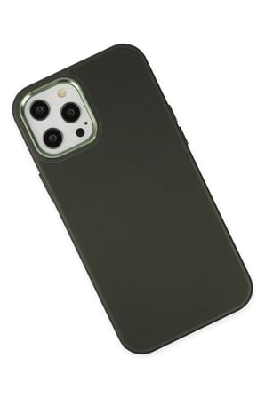Newface Apple iPhone 12 Pro Max Kılıf Asya Deri Silikon - Koyu Yeşil