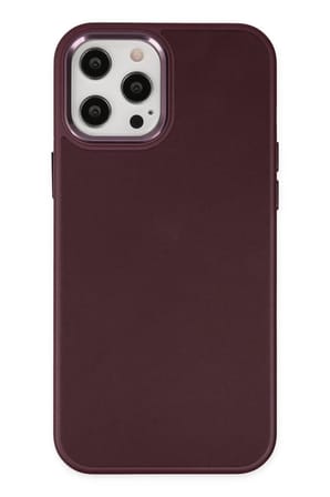 Newface Apple iPhone 12 Pro Max Kılıf Asya Deri Silikon - Mürdüm
