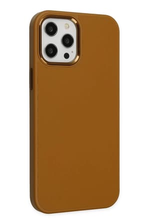 Newface Apple iPhone 12 Pro Max Kılıf Asya Deri Silikon - Kahverengi