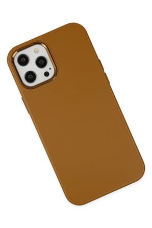Newface Apple iPhone 12 Pro Max Kılıf Asya Deri Silikon - Kahverengi