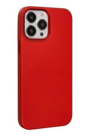 Newface Apple iPhone 13 Pro Max Kılıf Asya Deri Silikon - Kırmızı