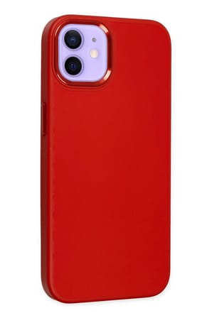 Newface Apple iPhone 12 Kılıf Asya Deri Silikon - Kırmızı