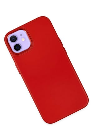 Newface Apple iPhone 12 Kılıf Asya Deri Silikon - Kırmızı