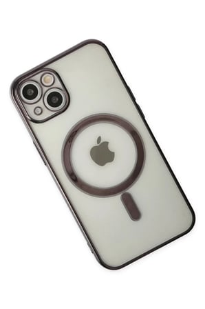 Newface Apple iPhone 14 Plus Kılıf Magneticsafe Lazer Silikon - Siyah