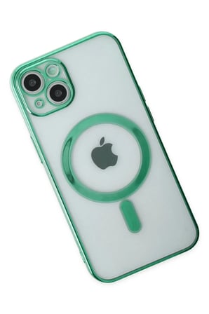 Newface Apple iPhone 14 Plus Kılıf Magneticsafe Lazer Silikon - Haki Yeşil