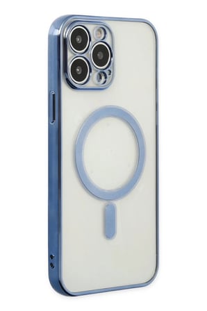 Newface Apple iPhone 14 Pro Kılıf Magneticsafe Lazer Silikon - Sierra Blue