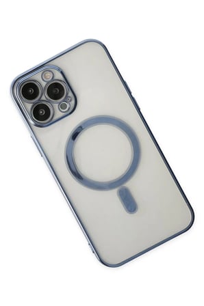 Newface Apple iPhone 14 Pro Kılıf Magneticsafe Lazer Silikon - Sierra Blue