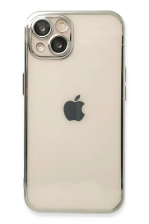 Newface Apple iPhone 14 Plus Kılıf Razer Lensli Silikon - Gümüş