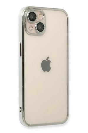 Newface Apple iPhone 14 Plus Kılıf Razer Lensli Silikon - Gümüş