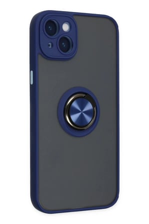 Newface Apple iPhone 14 Kılıf Montreal Yüzüklü Silikon Kapak - Lacivert