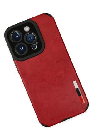Newface Apple iPhone 14 Pro Max Kılıf Loop Deri Silikon - Kırmızı