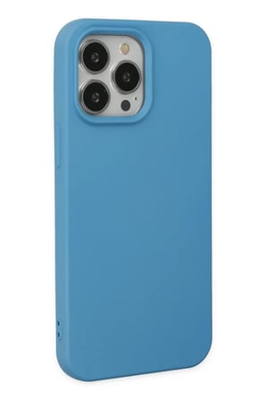 Newface Apple iPhone 14 Pro Max Kılıf Nano içi Kadife Silikon - Mavi