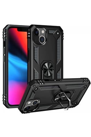 Newface Apple iPhone 14 Plus Kılıf Sofya Yüzüklü Silikon Kapak - Siyah