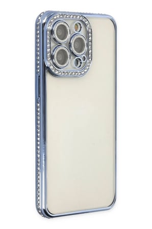 Newface Apple iPhone 14 Pro Kılıf Joke Taşlı Silikon - Mavi