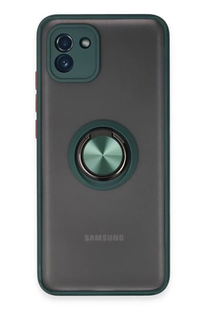 Newface Samsung Galaxy A03 Kılıf Montreal Yüzüklü Silikon Kapak - Yeşil