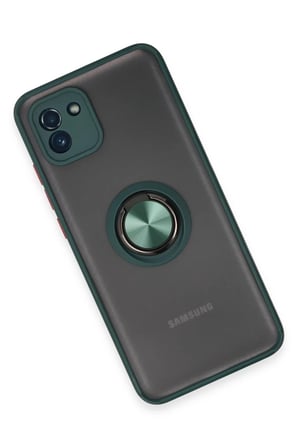 Newface Samsung Galaxy A03 Kılıf Montreal Yüzüklü Silikon Kapak - Yeşil