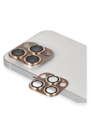 Newface Apple iPhone 13 Pro Max Pers Alüminyum Kamera Lens - Gold