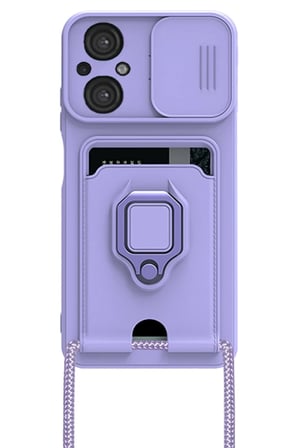 Newface Xiaomi Poco M5 Kılıf Zuma Kartvizitli Yüzüklü Silikon - Lila