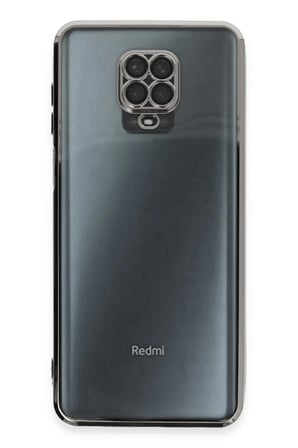 Newface Xiaomi Redmi Note 9 Pro Kılıf Razer Lensli Silikon - Gümüş