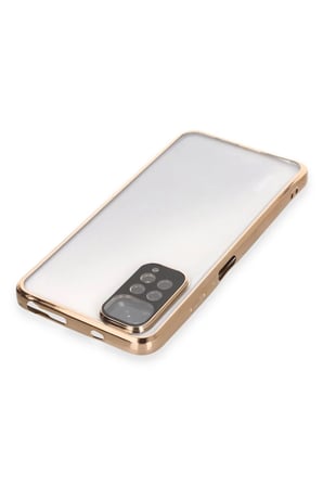 Newface Xiaomi Redmi Note 11 Kılıf Razer Lensli Silikon - Gold
