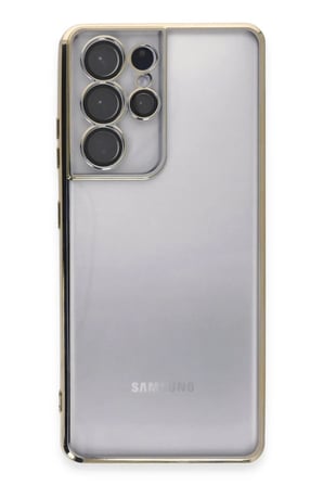 Newface Samsung Galaxy S21 Ultra Kılıf Razer Lensli Silikon - Gold