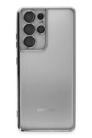 Newface Samsung Galaxy S21 Ultra Kılıf Razer Lensli Silikon - Gümüş
