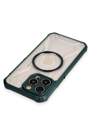 Newface Apple iPhone 12 Pro Max Kılıf Prag Magneticsafe Kapak - Koyu Yeşil