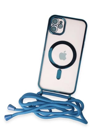Newface Apple iPhone 11 Kılıf Divo Lazer Askılı Magsafe Kapak - Sierra Blue