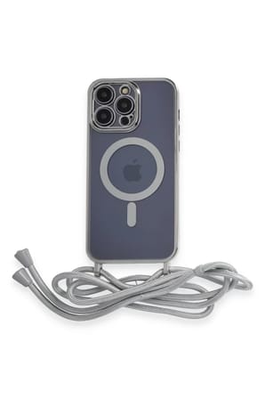 Newface Apple iPhone 12 Pro Kılıf Divo Lazer Askılı Magsafe Kapak - Gümüş