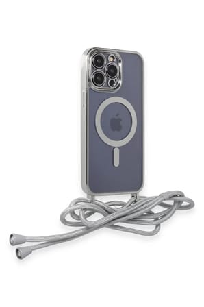 Newface Apple iPhone 12 Pro Kılıf Divo Lazer Askılı Magsafe Kapak - Gümüş