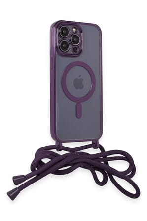 Newface Apple iPhone 13 Pro Max Kılıf Divo Lazer Askılı Magsafe Kapak - Derin Mor