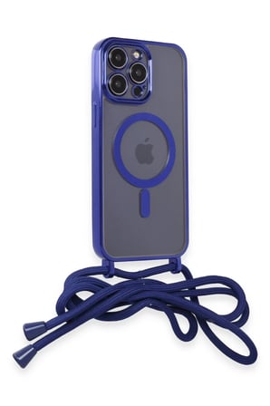 Newface Apple iPhone 14 Pro Kılıf Divo Lazer Askılı Magsafe Kapak - Mavi