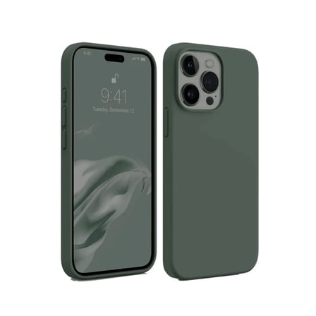 Newface Apple iPhone 15 Pro Kılıf First Silikon - Koyu Yeşil