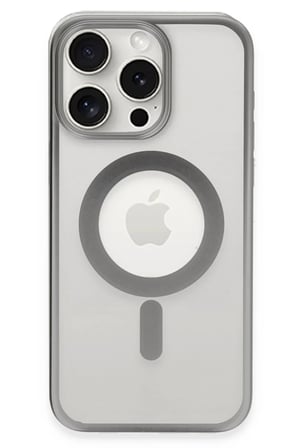 Newface Apple iPhone 15 Pro Kılıf Erozi Magsafe Kapak - Gümüş