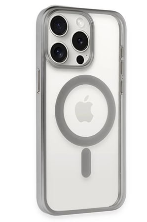 Newface Apple iPhone 15 Pro Kılıf Erozi Magsafe Kapak - Gümüş