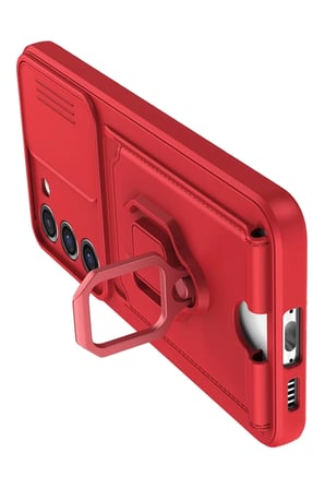 Newface Samsung Galaxy S24 Plus Kılıf Zuma Kartvizitli Yüzüklü Silikon - Kırmızı