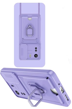 Newface Xiaomi Redmi 13C Kılıf Zuma Kartvizitli Yüzüklü Silikon - Lila